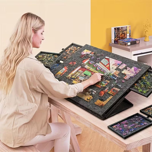 Table de puzzle portable avec 6 tiroirs et support